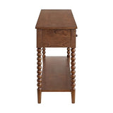 SAND STONE HOME Pembroke 58” Cottage Sofa Console Table with Drawers & Lower Shelf Storage, Narrow Entryway Table or Dining Server with Levelers | Cocoa Brown SAND STONE HOME