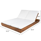 Christopher Knight Home Toridan Double Chaise Lounge Outdoor with Cushion, Acacia Wood Patio Chaise Lounge Set of 2, Adjustable Backrest Poolside Sun Lounger, Wood Sunbathing Chair, Teak+White