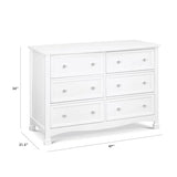 DaVinci Kalani 6-Drawer Double Wide Dresser in White DaVinci