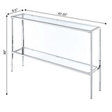 Convenience Concepts Nadia Chrome Console Table 47.25" - Contemporary Modern Sofa Table with Storage Shelf, Narrow Minimalist Entryway Hall Table for Living Room, Bedroom, Bathroom, Glass/Chrome Convenience Concepts