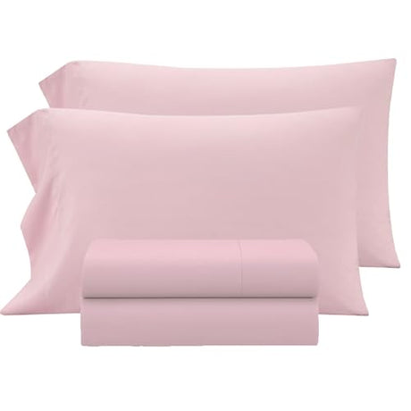 Heritage Kids 4-Piece Full Sheet Set,Pink,Includes Top Sheet, Fitted Sheet & 2 Pillowcases,Ultra-Soft Microfiber Kids Bed Sheet Set Heritage Kids