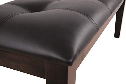 Signature Design by Ashley Haddigan Traditional Upholstered Dining Room Bench, Dark Brown - WoodArtSupply