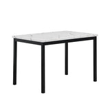 Roundhill Furniture 5 Piece Citico Metal Dinette Set with Laminated Faux Marble Top, White Table with Black Chairs Roundhill Furniture