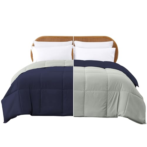 Modern Threads Down Alternative Reversible Comforter Navy/Silver Twin Modern Threads