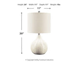 Signature Design by Ashley Rainermen 20" Modern Herringbone Ceramic Table Lamp, Off White Signature Design by Ashley