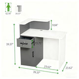 HPLWYM White Grey Reception Desk with Counter, Reception Table with Lockable Drawer, Front Desk Reception Room Table for Office Lobby Cafe Salon HPLWYM