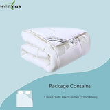 Woolous Australian Wool Comforter – 100% Natural Wool Quilt & Duvet Insert – Ultra Soft Cotton Cover, Lightweight Comforter for All Season Twin Size (86x70 inches) Woolous