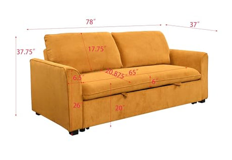 Siutco Product Name 78 Inch 3 in 1 Convertible Sleeper Sofa Bed, Modern Fabric Loveseat Futon Sofa Couch w/Pullout Bed, Small Love Seat Lounge Sofa w/Reclining Backrest, Furniture for Living Room(Oran Siutco