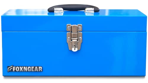 HantekSteel 16" Portable Steel Heavy-duty Tool Box 18-Gauge with Metal Latch and Handle Blue HantekSteel