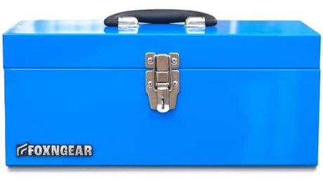 HantekSteel 16" Portable Steel Heavy-duty Tool Box 18-Gauge with Metal Latch and Handle Blue HantekSteel