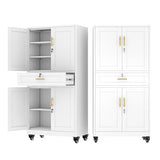 Ckzbx Metal Garage Storage Cabinets with Locking Doors and Adjustable Shelves, Tool Cabinets on Wheels, 75" H Heavy Duty Storage Organizers with Drawer for Garage Warehouse (White) Ckzbx