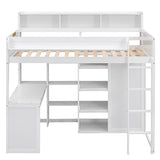 Twin Size Loft Bed with Wardrobe, Desk, and Storage by Harper & Bright Designs in White Finish Harper & Bright Designs