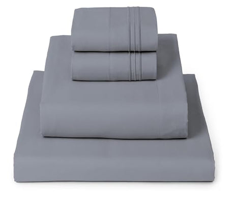 Mellanni Queen Sheets Set - 4 PC Iconic Collection Bedding - Hotel Luxury, Extra Soft, Cooling Bed Sheets - Wrinkle, Fade, Stain Resistant (Queen, Mineral Gray) Mellanni