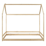 Merax Twin Size Wood House Bed, Wooden Bedframe with Roof for Kids, Teens, Boys or Girls, Natural Merax