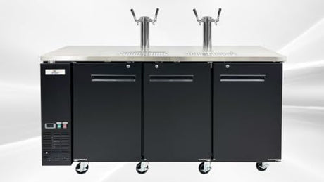 Beer Keg Dispenser Kegerator Commercial Refrigerator 72" Brew Fridge cooler Stainless steel NSF 4 Tap, Black, Three Half Keg, 2 Tower UDD24-72 cooler depot
