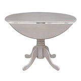 International Concepts 42" Round Dual Drop Leaf Pedestal Table, Washed Gray Taupe IC International Concepts