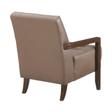 Lexicon Modern Accent Chair, Luxury Genuine Leather Match Living Room Chair with Tufted Cushions, Solid Wood Frame and Arm Rest, Comfy Upholstered Single Seat for Bedroom/Reading/Office, Brown Lexicon