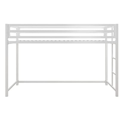 DHP Miles White Metal Junior Twin Loft Bed for Kids - WoodArtSupply