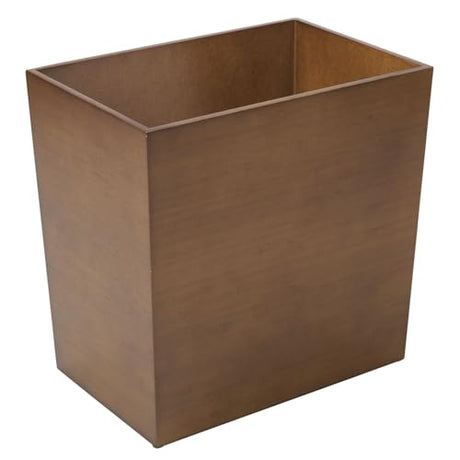 mDesign Rectangular Narrow Trash Can Wastebasket, Small Garbage Container Bin for Bathroom, Kitchen, Home Office, Craft Room, Bamboo Veneer, Brock Collection, Brown mDesign