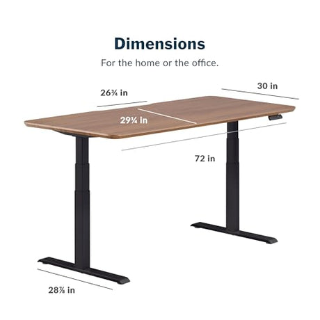 Vari Classic Electric Standing Desk - VariDesk Height Adjustable Sit/Stand Desk - Dual Motor with Memory Presets, Stable T-Style Legs - Gaming or Home Office Workstation - 72”x30”, Walnut/Black Vari