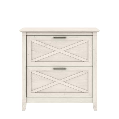 Bush Furniture Key West 2 Lateral File Cabinet | Document Storage for Home Office | Accent Chest with Drawers, Casual, Linen White Oak Bush Business Furniture