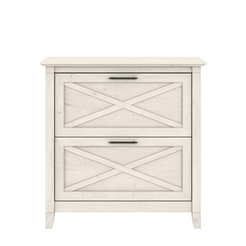 Bush Furniture Key West 2 Lateral File Cabinet | Document Storage for Home Office | Accent Chest with Drawers, Casual, Linen White Oak