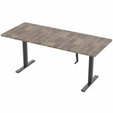 VIVO Manual Height Adjustable 71 x 30 inch Stand Up Desk, Reclaimed Wood Table Top, Black Frame, Standing Workstation with Foldable Handle, DESK-KIT-MB7P VIVO