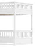 Bellemave Full Over Full Bunk Bed for Kids/Adults,Floor Bunk Beds with Inclined Ladder,Solid Wood Low Bunk Bed for Teens,Girls,Boys,Detachable,White Bellemave