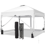 GDY 10x10FT Pop Up Canopy Tent with One Push Setup, Easy Setup Gazebo with 4 PVC Transparent Sidewalls for Events, Parties, Camping, White. GDY