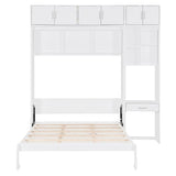Harper & Bright Designs Queen Size Murphy Bed with Desk, Storage Cabinet & Shelves, Foldable Wooden Wall Bed, Space-Saving, White Harper & Bright Designs