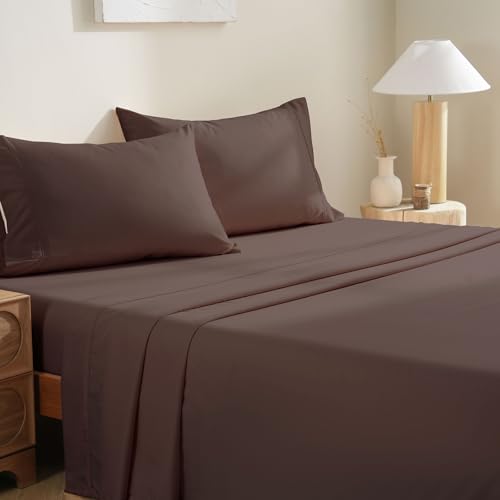 MCO Bedding Full Bed Sheets Set - Soft Bed Sheets - Cooling Breathable Bedding Set with 16" Deep Pocket (4 Pieces, Full, Chocolate Brown) MCO