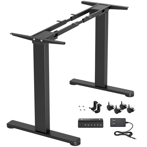 Claiks Dual Motor Standing Desk Frame, Electric Stand Up Desk Legs Frame Workstation Up to 63",T-Shaped Adjustable Standing Computer Desk for Home and Office, (Black Frame only) Claiks