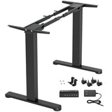 Claiks Dual Motor Standing Desk Frame, Electric Stand Up Desk Legs Frame Workstation Up to 63",T-Shaped Adjustable Standing Computer Desk for Home and Office, (Black Frame only) Claiks