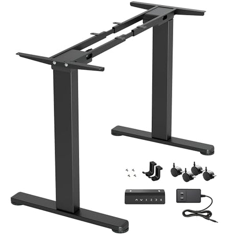 Claiks Dual Motor Standing Desk Frame, Electric Stand Up Desk Legs Frame Workstation Up to 63",T-Shaped Adjustable Standing Computer Desk for Home and Office, (Black Frame only) Claiks