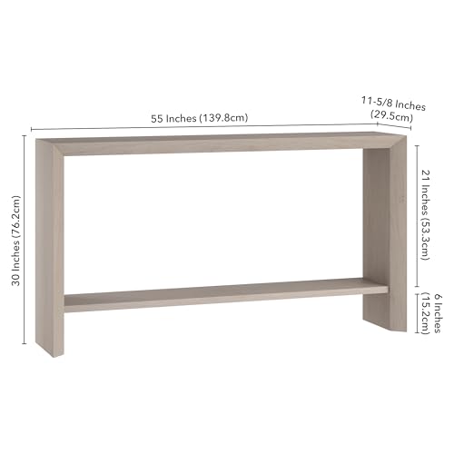 Henn&Hart 55" Wooden Rectangular Console Table Entryway Table, Sofa Table with Wooden Storage Shelf for Entryway, Living Room, Couch, Hallway, or Office, Beech White Henn&Hart