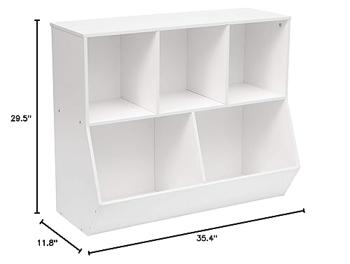 HOOBRO Kids Bookshelf, Bookcase Footboard, Toy Storage Cubby, Children's Toy Shelf, 35.4" L Storage Cabinet, Fit for Children's Room, Playroom, Hallway, Kindergarten, White WT32CW01 HOOBRO