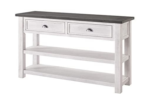 Martin Svensson Home Monterey Solid Wood Sofa Console Table White with Grey Top - WoodArtSupply