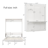 SOFTSEA Full Size Murphy Bed Cabinet with Desk, Space Saving Hidden Wall Bed Cabinet, White SOFTSEA