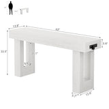 Unikito 63'' Farmhouse Console Table with Power Outlets and Sensor Light, Wooden Entryway Table with Storage, Rectangular Sofa Tables Behind The Couch for Entrance, Hallway, Living Room, Antique White Unikito