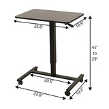 BUNOEM Mobile Standing Desk, 28x20 Pneumatic Laptop Height Adjustable Sit to Stand Table with Lockable Wheels and Gas Spring Riser (Black) BUNOEM