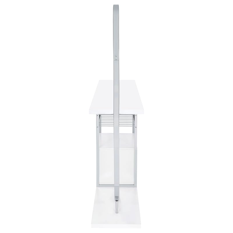 Pemberly Row Circular LED Wood Home Bar with Wine Storage White High Gloss Pemberly Row
