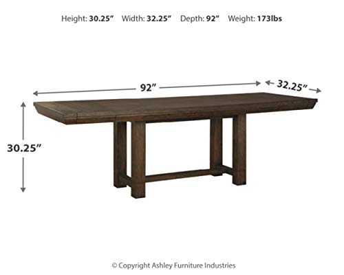 Signature Design by Ashley Dellbeck Casual Rectangular Dining Extension Table, Seats up to 8, Dark Brown Signature Design by Ashley