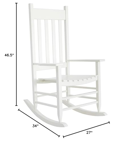HOMESTEAD Wooden Rocking Chair for Indoor and Outdoor, FSC Acacia Wood, Supports up to 250 LB (White) HOMESTEAD