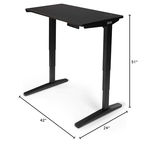 UPLIFTDESK V3 2-Leg Black Laminate Standing Desk – Adjustable Height, Advanced 1-Touch Memory Keypad, Under Desk Cable Management, Wire Grommets (Black C-Frame, 42 x 24 inch) UPLIFTDESK