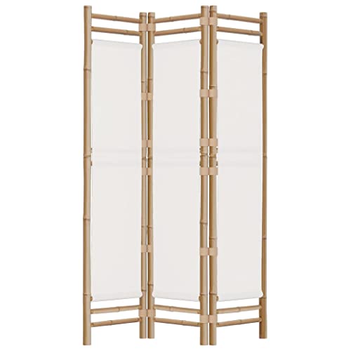 Gecheer Bamboo and Canvas Room Divider, 3-Panel Folding Screen for Space Partition, 47.2 Inches, Premium Material, Adjustable Height, Easy Installation for Home, Office, and Decorative Use Gecheer