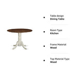 East West Furniture DMT-WLW-TP Dublin Modern Kitchen Table - a Round Dining Table Top with Dropleaf & Pedestal Base, 42x42 Inch, Walnut & Linen White East West Furniture