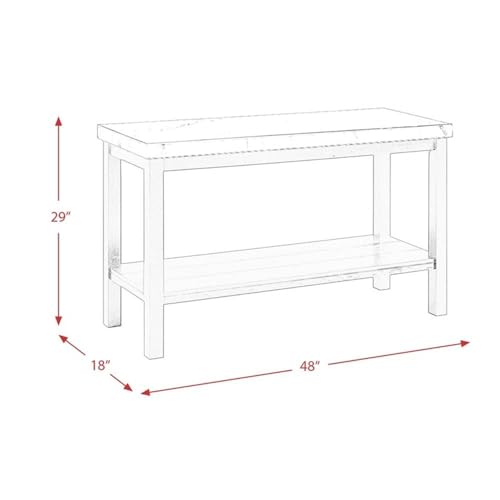 Picket House Furnishings Evie Wood Frame & Marble Top Console Table-White/Black Picket House