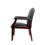 LIFE SKY Leather Armchair for Office Reception - Classic Tufted Guest Chair with Wooden Frame & Brass Nail Head Trim - Professional Waiting Room & Home Study Seating for Consultants LIFE SKY