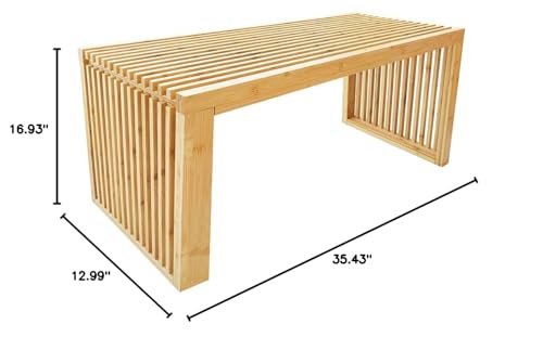 Versatile Wooden Slatted Bench - Sleek Modern Design for Dining, Entryway, Bedroom - Indoor Use with Storage Capability for Home, Kitchen, Bathroom & Beyond (Natural) Berkvee