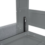Virubi Full Murphy Bed with Couch,Wood Folding Murphy Wall Bed Cabinet with Sofa (Grey,Full) Virubi